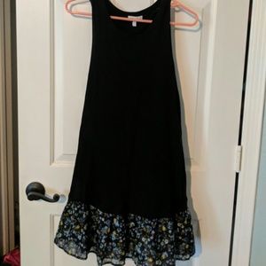 Black and Blue Floral Ruffle Tshirt Dress